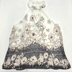 Francesca’s White Floral Tank Top